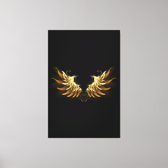 Toile Ailes d'Ange d'or sur arrière - plan noir (Recto)