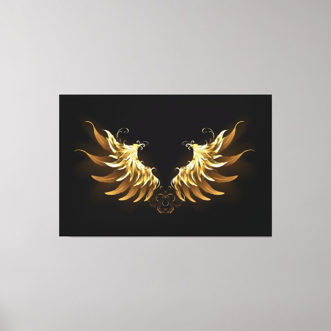 Toile Ailes d'Ange d'or sur arrière - plan noir (Recto)