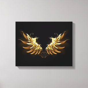 Toile Ailes d'Ange d'or sur arrière - plan noir
