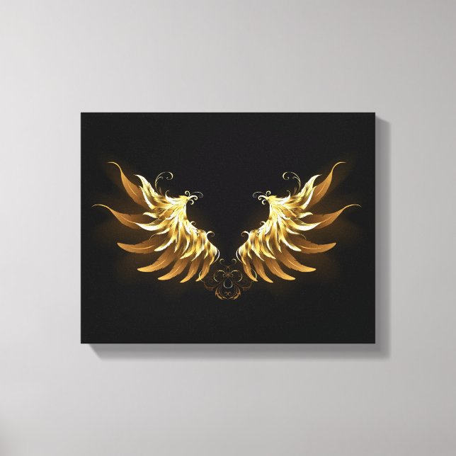 Toile Ailes d'Ange d'or sur arrière - plan noir (Recto)
