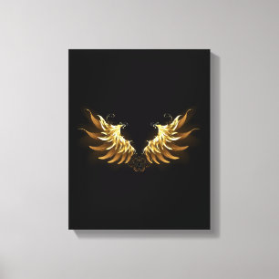 Toile Ailes d'Ange d'or sur arrière - plan noir