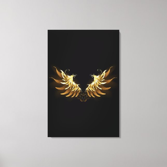 Toile Ailes d'Ange d'or sur arrière - plan noir (Recto)