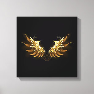 Toile Ailes d'Ange d'or sur arrière - plan noir