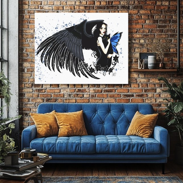 Toile Ailes d'ange gothiques Chat noir Fée bleue (Créateur téléchargé)