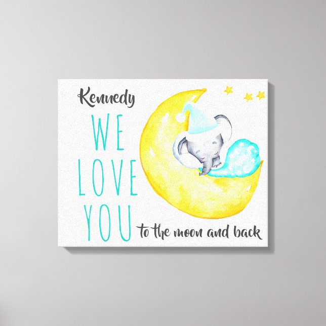 Toile Aimez-vous à la Lune et à l'arrière - Eléphant sur (Recto)