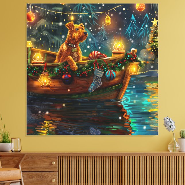 Toile Airedale Noël Festival Voyage (Insitu(Salon))
