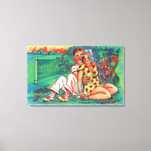 Toile Ajouter de bande dessinée à la vitesse de tennis