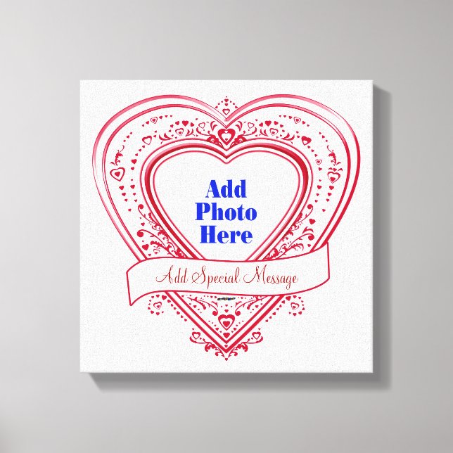 Toile Ajouter un message spécial Photo Red Hearts (Recto)
