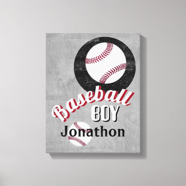 Toile ajouter un nom baseball boy grey personnaliser (Recto)