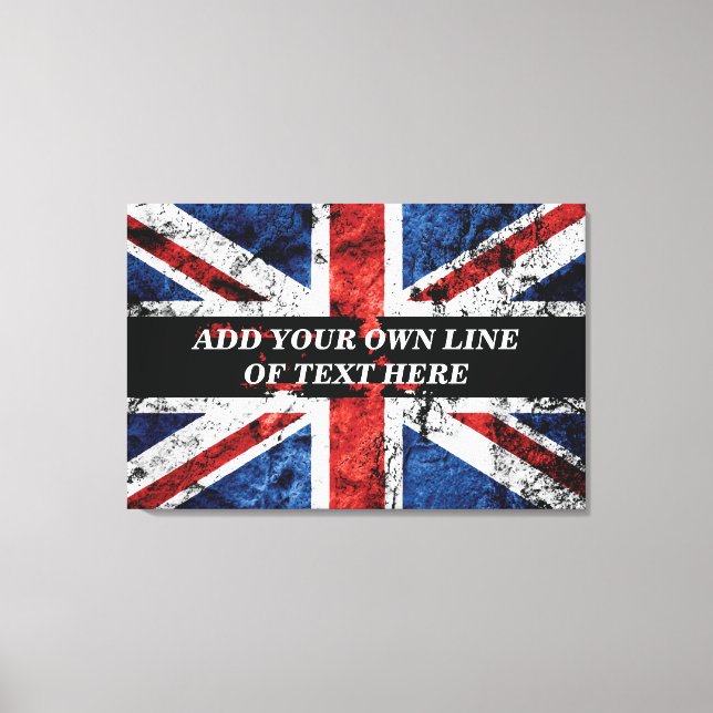 Toile Ajouter votre texte sur le drapeau anglais Jeu d'o (Recto)