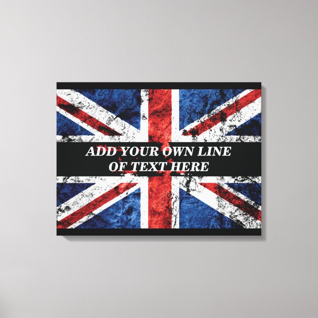 Toile Ajouter votre texte sur le drapeau anglais Jeu d'o (Recto)