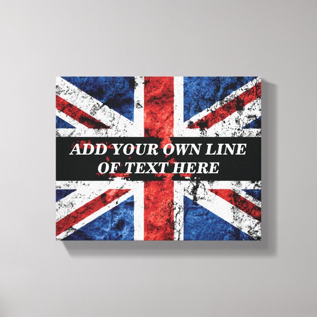 Toile Ajouter votre texte sur le drapeau anglais Jeu d'o (Recto)