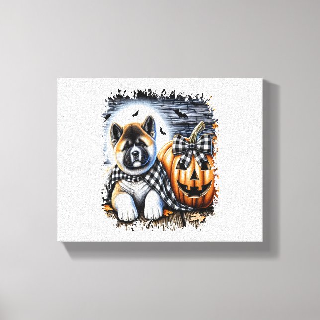 Toile Akita Dog Carré d'Halloween (Recto)