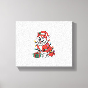Toile Akita Xmas Éclairage Père Noël Akita Chien Noël