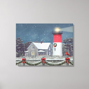 Toile Alan Giana "Nauset Light Christmas" Imprimer