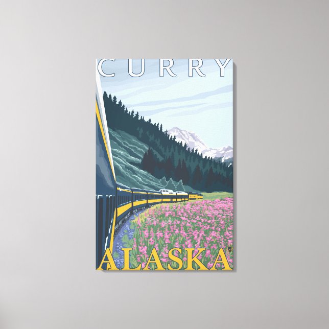 Toile Alaska Railroad Scene - Curry, Alaska (Recto)