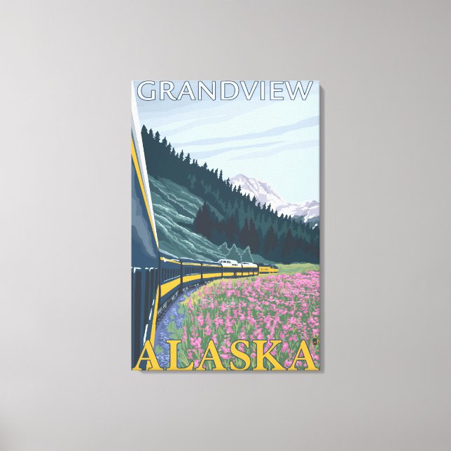 Toile Alaska Railroad Scene - Grandview, Alaska (Recto)