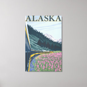 Toile AlaskaRailroad et Vintage voyage de Fireweed
