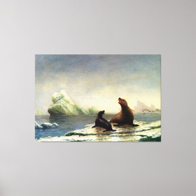 Toile Albert Bierstadt peinture, Phoques (Recto)