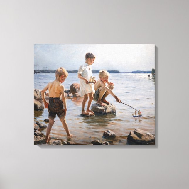 Toile Albert Edelfelt - Des garçons jouant sur le rivage (Recto)