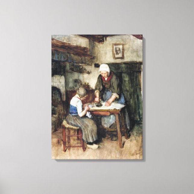 Toile Albert Neuhuys Intérieur avec une femme de repassa (Recto)