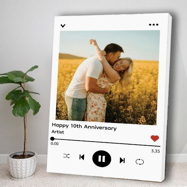 Toile Album de chansons de photos d'anniversaire de mari (Romantic Wedding Anniversary Photo Song Album Canvas Print)
