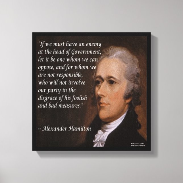 Toile Alexander Hamilton "Chef Ennemi" Citation Imprimée (Recto)