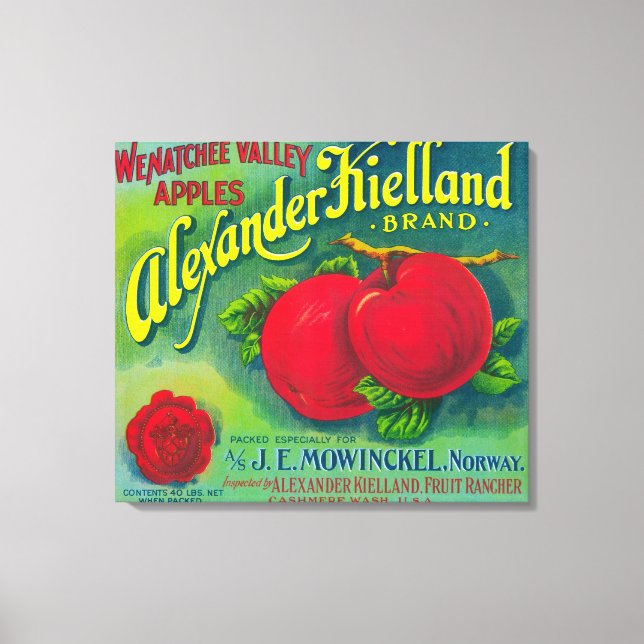 Toile Alexander Kielland Apple Étiquette - Cashmere, WA (Recto)