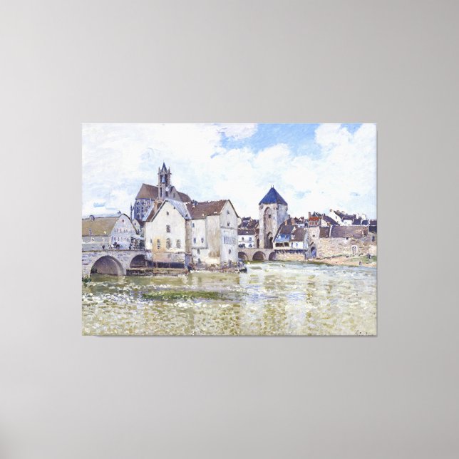 Toile Alfred Sisley Bâtiments et ponts avec l'eau (Recto)