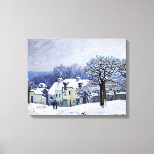 Toile Alfred Sisley - Place Chenil à Marly, Effet Neige