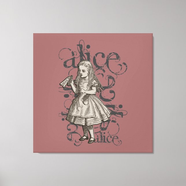 Toile Alice Au Pays Des Merveilles Grunge (Rose) (Recto)
