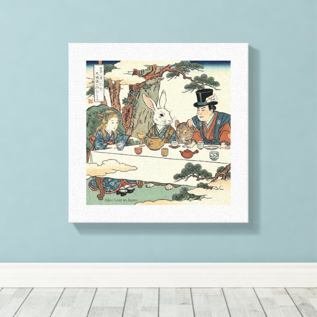 Toile Alice Lost in Japan | Ukiyo-e Mad Tea Party (Insitu (Plancher de Bois))