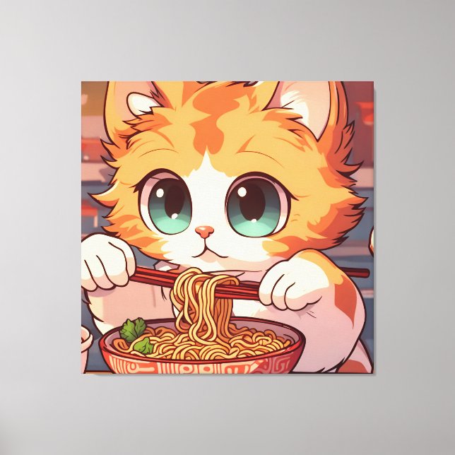 Toile Alimentation de chats délicieux Ramen (Recto)