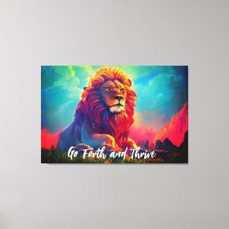 Toile Aller de l'avant et prospérer Majestic Lion Inspir