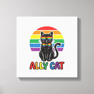 Toile Ally Cat Rainbow Pride Vintage Chat T-Shirt Design