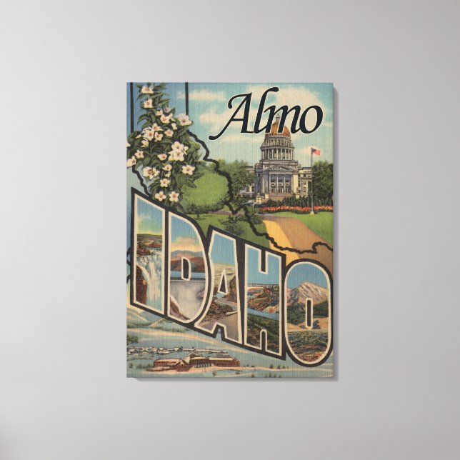 Toile Almo, IdahoGrandes lettres ScènesAlmo, ID (Recto)
