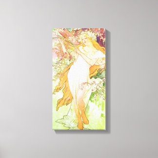 Toile Alpha Mucha Spring Floral Vintage Art nouveau