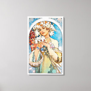 Toile Alphonse Mucha - Fleur - Art Nouveau Rétro