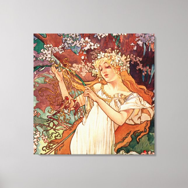 Toile Alphonse Mucha, Les Saisons (1896) Le Printemps (Recto)