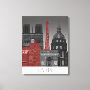 Toile Altitudes de Paris par nuit - rouge