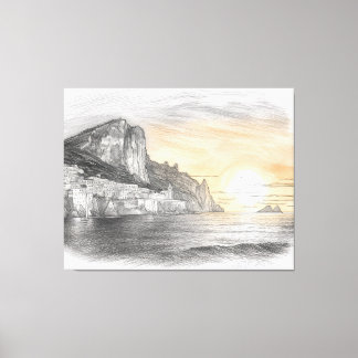 Toile Amalfi coast cliffside village sunset drawing