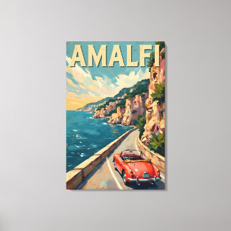 Toile Amalfi Coast Drive : Peinture à l'huile italienne