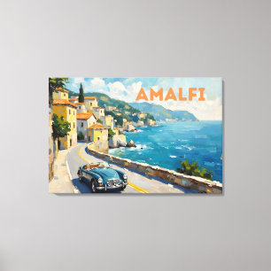 Toile Amalfi Coast Drive : Retro Paysage Peinture à l'hu