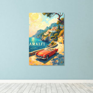 Toile Amalfi Coast Retro Travel : Van Gogh Style