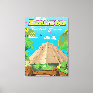 Toile Amazon, affiche de voyage de dessin animé du Brési