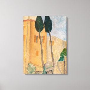Toile Amedeo Modigliani - Cyprès et maisons à Cagnes