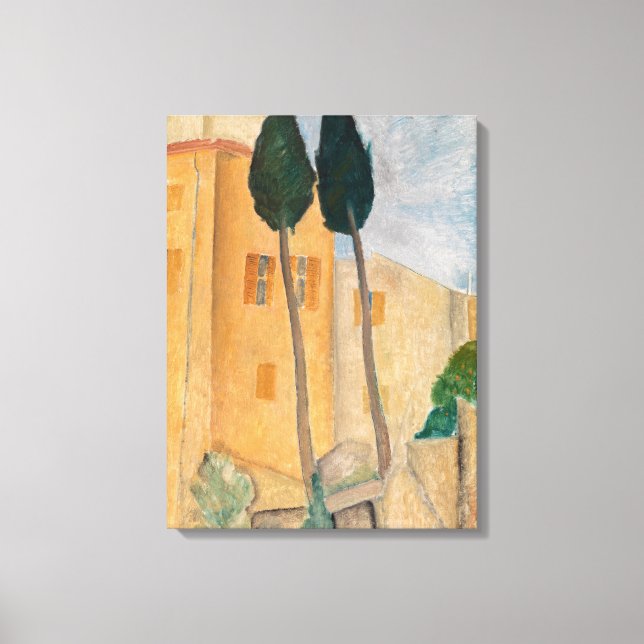 Toile Amedeo Modigliani - Cyprès et maisons à Cagnes (Recto)