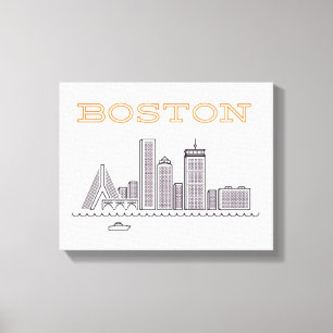 Toile America Boston City Skyline, Boston Ma Us Skyline