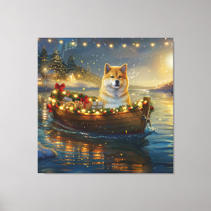 Toile American Akita Christmas Festive Voyage