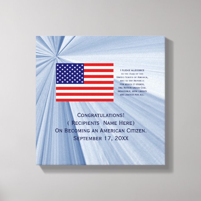 Toile American Citizenship Flag Award avec date par Janz (Recto)